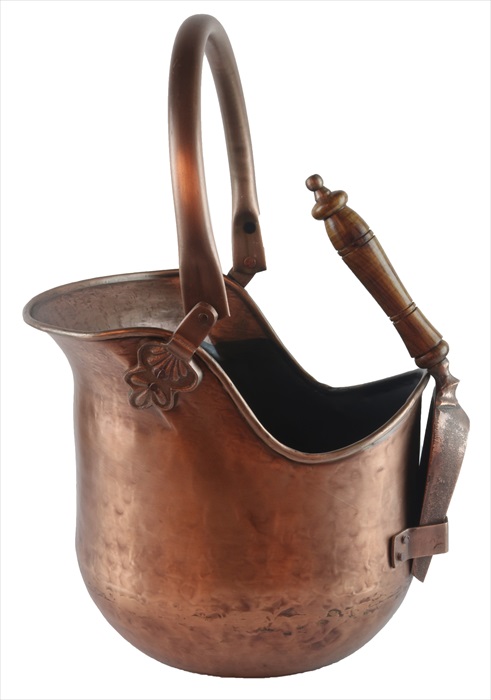 Bucket With Shovel Antique Copper Finish
